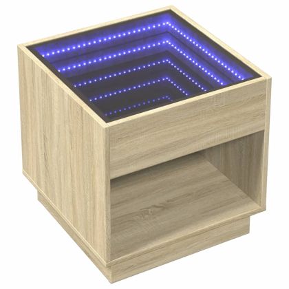 Нощна масичка с Infinity LED, сонома дъб, 50x50x50 см