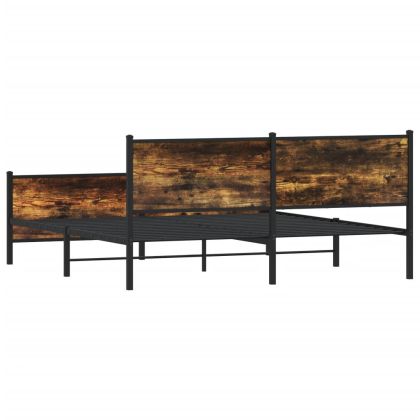 Метална рамка за легло, без матрак, опушен дъб, 180x200 см