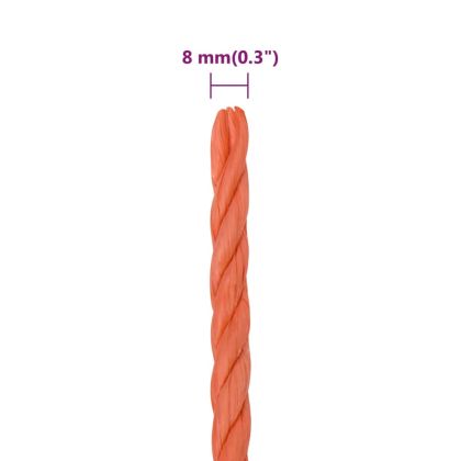 Работно въже оранжево 8 мм 250 м полипропилен