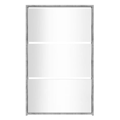Шкаф за обувки с огледало, 3 нива, сив сонома, 63x17x102,5 см