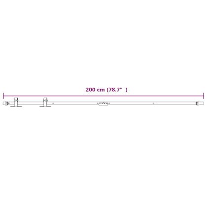 Комплект за мини плъзгаща врата за шкаф, стомана, бял, 200 см
