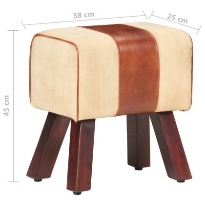 Пейка гимнастическа 38 см кафява естествена кожа и манго масив