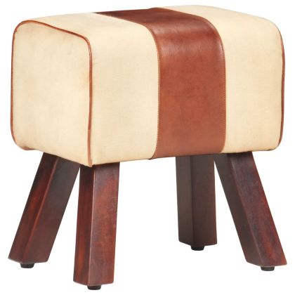 Пейка гимнастическа 38 см кафява естествена кожа и манго масив