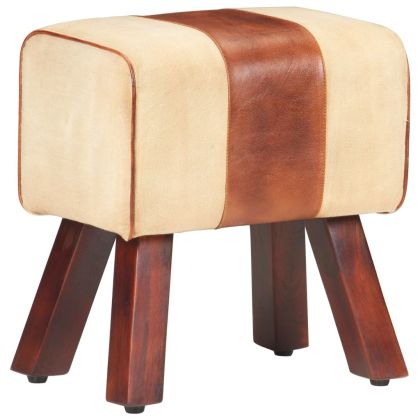 Пейка гимнастическа 38 см кафява естествена кожа и манго масив