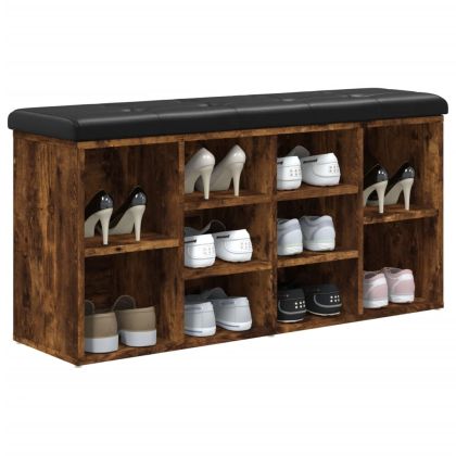 Пейка за обувки, опушен дъб, 102x32x50 см, инженерно дърво