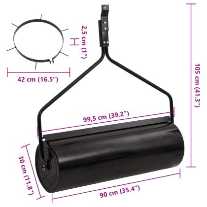 Градински валяк за трева със скоби аератор, черен, 63 л, желязо