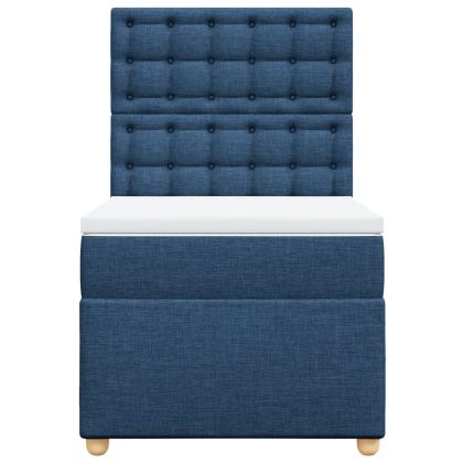 Боксспринг легло с матрак, синя, 90x200 см, плат