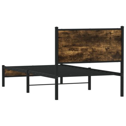 Метална рамка за легло, без матрак, опушен дъб, 75x190 см