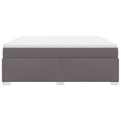 Боксспринг легло с матрак, сиво, 180x200 см, изкуствена кожа