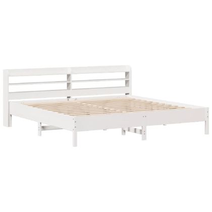 Рамка за легло без матрак, бял, 200x200 см, бор масив