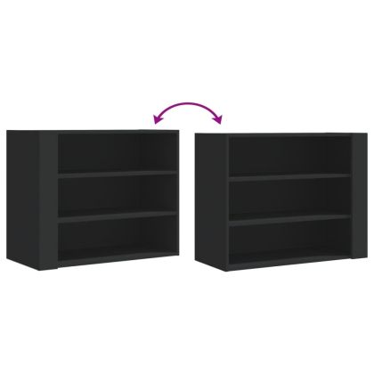 Стенен шкаф, черен, 75x35x60 см, инженерно дърво