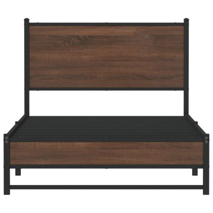 Метална рамка за легло, без матрак, кафяв дъб, 100x190 см