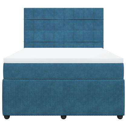 Боксспринг легло с матрак, тъмносиньо, 140x200 см, кадифе