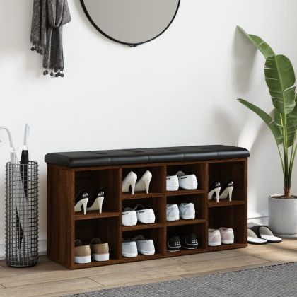 Пейка за обувки, кафяв дъб, 102x32x50 см, инженерно дърво