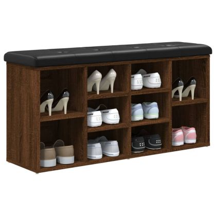 Пейка за обувки, кафяв дъб, 102x32x50 см, инженерно дърво