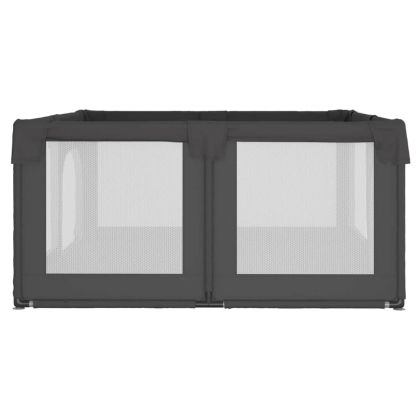 Бебешка кошара с 2 врати, тъмносива, оксфорд текстил