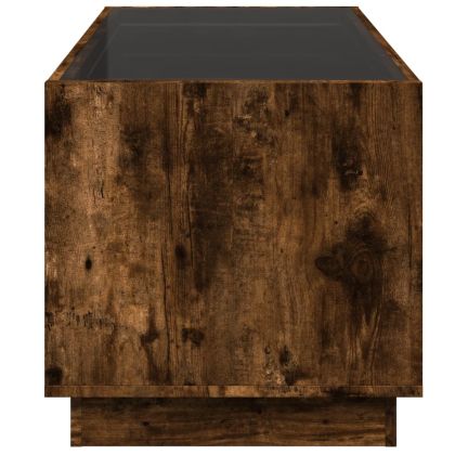 Маса за кафе с Infinity LED, опушен дъб, 70x50x50 см