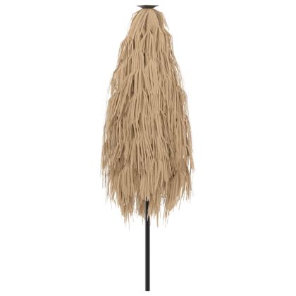 Градински чадър с LED и стоманен прът, кафяв, 223x223x213 см