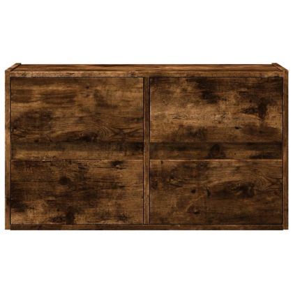 Стенен ТВ шкаф с LED осветление, опушен дъб, 80x31x45 см