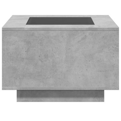 Маса за кафе с LED, бетонно сивa, 60x60x40 см, инженерно дърво