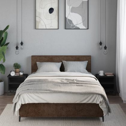 Нощно шкафче, черно, 2 бр, 40x30x40 см, инженерно дърво