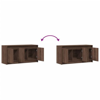 ТВ шкаф с LED, кафяв дъб, 100x34x50 см, инженерно дърво