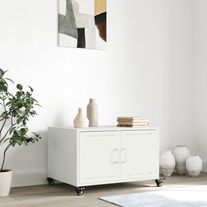 Маса за кафе, бяла, 68x50x43,5 см, стомана