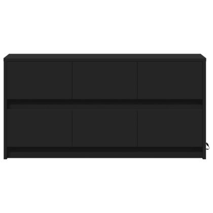 ТВ шкаф с LED, черен, 100x34x50 см, инженерно дърво