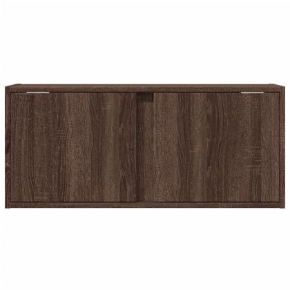 Стенен ТВ шкаф с LED осветление, кафяв дъб, 80x31x35 см