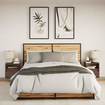 Стенни ТВ шкафове с LED лампи, 2 бр, кафяв дъб, 41x31x45 см