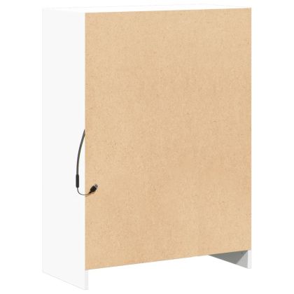 Сайдборд с LED, бял, 72x34x100 см, инженерно дърво