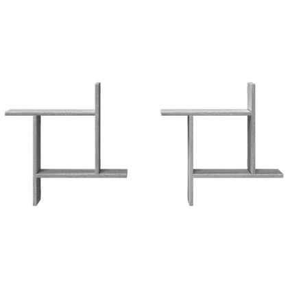 Стенни рафтове 2 бр сив сонома 50x12x50 см инженерно дърво