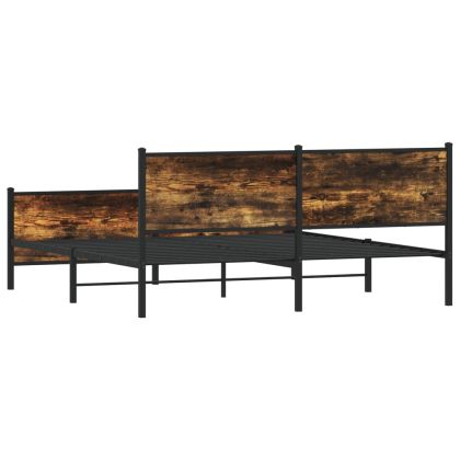 Метална рамка за легло, без матрак, опушен дъб, 183x213 см