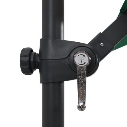 Конзолен градински чадър с LED и стоманен прът 250x250 см зелен