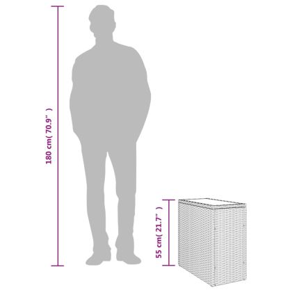 Градинска маса със стъклен плот черна 58x27,5x55 см полиратан