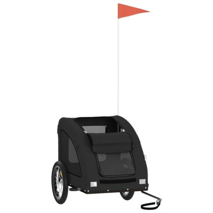 Ремарке за колело за любимци черно Оксфорд плат и желязо