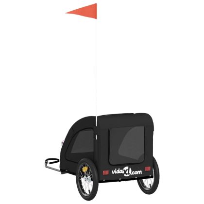 Ремарке за колело за любимци черно Оксфорд плат и желязо