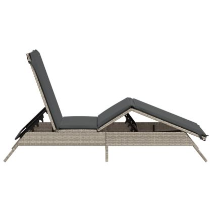 Шезлонг с шалте, светлосив, полиратан