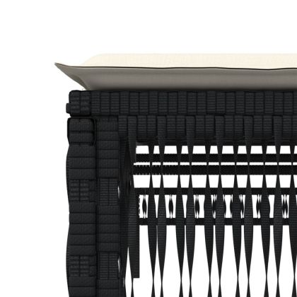 Шезлонги с възглавници, 2 бр, черни, полиратан