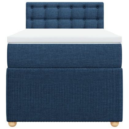 Боксспринг легло с матрак, синьо, 100x200 см, плат