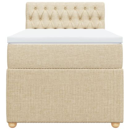 Боксспринг легло с матрак, кремава, 90x200 см, плат