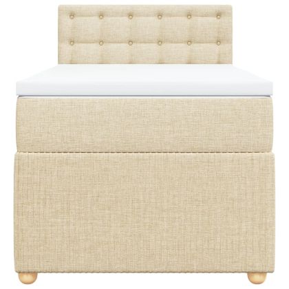 Боксспринг легло с матрак, кремава, 90x200 см, плат