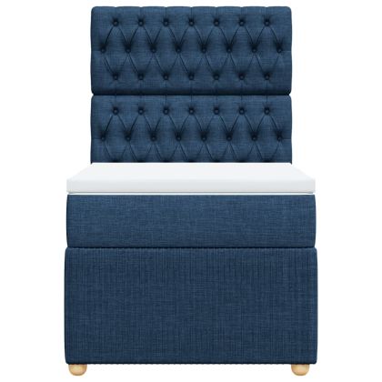 Боксспринг легло с матрак, синя, 90x200 см, плат