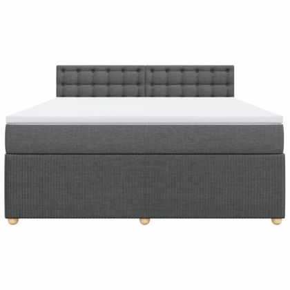 Боксспринг легло с матрак, тъмносиво, 180x200 см, плат