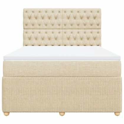 Боксспринг легло с матрак, кремаво, 140x190 см, плат