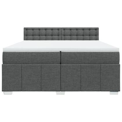 Боксспринг легло с матрак, тъмносиво, 200x200 см, плат