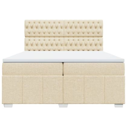 Боксспринг легло с матрак, кремаво, 200x200 см, плат