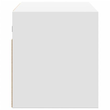 Стенен ТВ шкаф с LED осветление, бял, 100x31x35 см