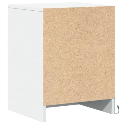 Нощно шкафче с LED осветление, бяло, инженерно дърво