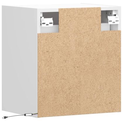 Стенни ТВ шкафове с LED осветление, 2 бр, бели, 41x31x45 см